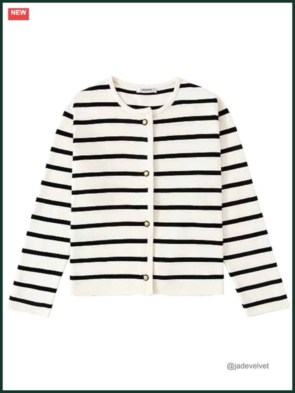 Striped Cardigan Sweater Long Sleeve Button Down Crewneck Knit